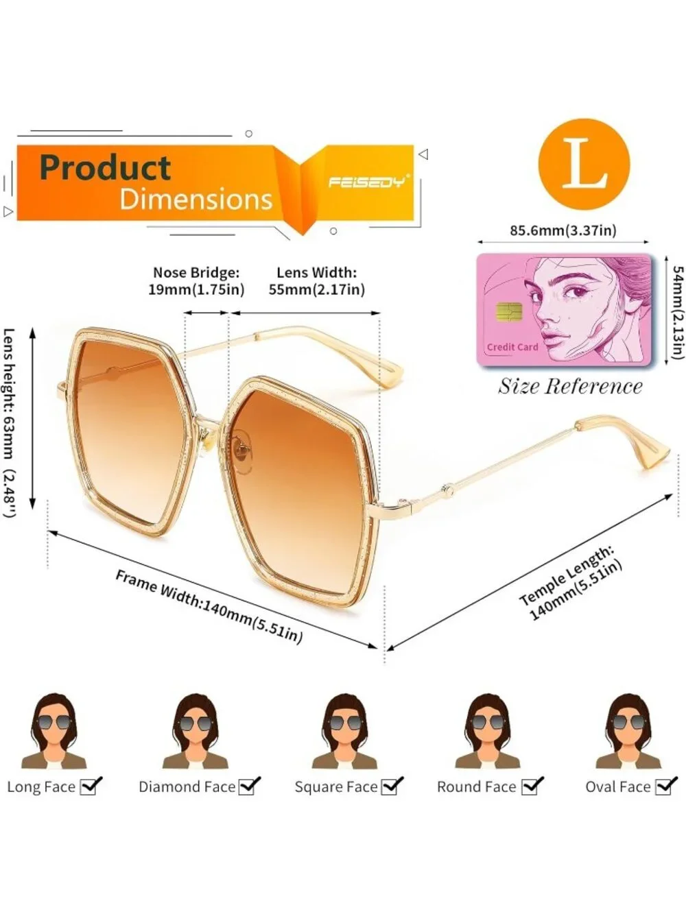 Women's Large Hexagon Inspired Sunglasses Irregular Geometric B2503 Clear Tea
